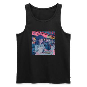 80er Jahre Anime Teen Beruhigender Hochwertiger Modedruck - Männer Premium Bio Tank Top - Schwarz - Vorne - AI Model Male 178 light (178cm)