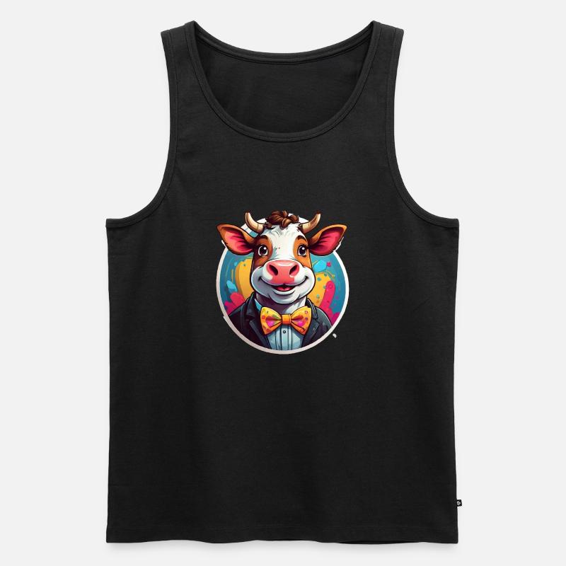 Lustige Kuh Comic - Männer Premium Bio Tank Top - Schwarz
