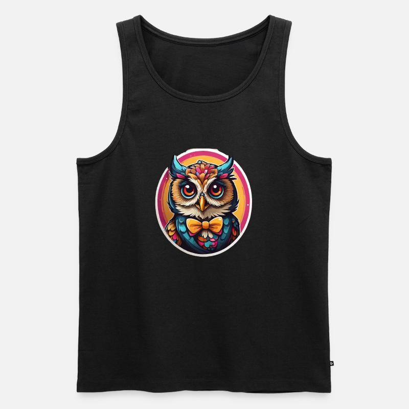 Lustige Eule Comic - Männer Premium Bio Tank Top - Schwarz