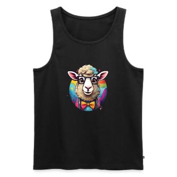 Funny Sheep Comic - Men's Premium Organic Tank Top - black - Front - AI Model Male 178 light (178cm)