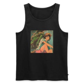 80s anime teen calming high quality fashion print - Men's Premium Organic Tank Top - black - Front - Michal (187cm)