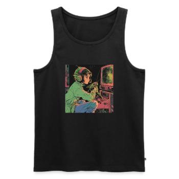 80er Jahre Anime Teen Beruhigender Hochwertiger Modedruck - Männer Premium Bio Tank Top - Schwarz - Vorne - AI Model Male 178 light (178cm)