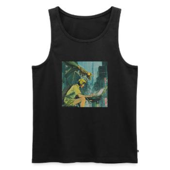 80s anime teen calming high quality fashion print - Men's Premium Organic Tank Top - black - Front - Michal (187cm)