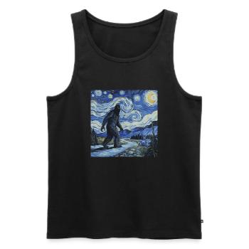 Bigfoot Sasquatch Version Of Starry Night Painting - Men's Premium Organic Tank Top - black - Front - Michal (187cm)