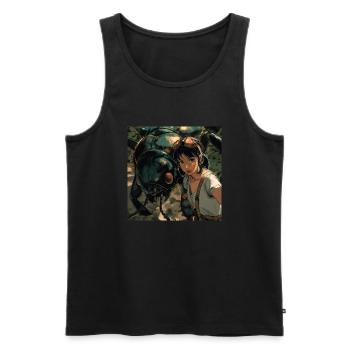 80er Jahre Anime Teen Beruhigender Hochwertiger Modedruck - Männer Premium Bio Tank Top - Schwarz - Vorne - AI Model Male 178 light (178cm)