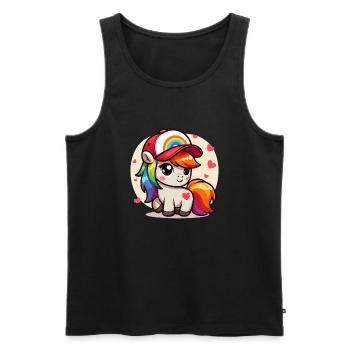 Adorable Rainbow Pony with Cap - Men's Premium Organic Tank Top - black - Front - Michal (187cm)