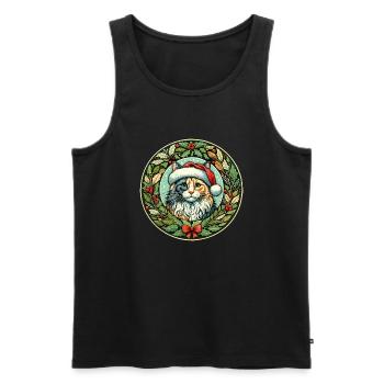 Calico Weihnachten verdünnen - Männer Premium Bio Tank Top - Schwarz - Vorne - AI Model Male 178 light (178cm)