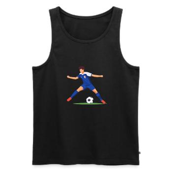 Footballeur avec maillot bleu - Débardeur bio Premium Homme - noir - Devant - AI Model Male 178 light (178cm)