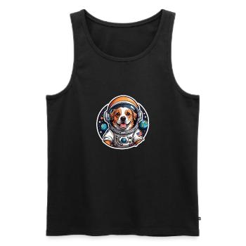 Astronaut Dog in Space - Men's Premium Organic Tank Top - black - Front - AI Model Male 178 light (178cm)