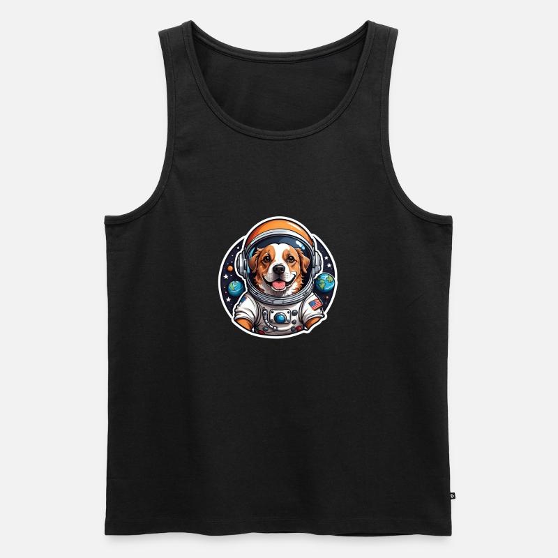 Astronaut Dog im All - Männer Premium Bio Tank Top - Schwarz