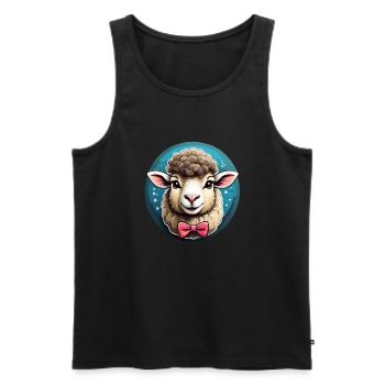 Funny Sheep Comic - Men's Premium Organic Tank Top - black - Front - AI Model Male 178 light (178cm)