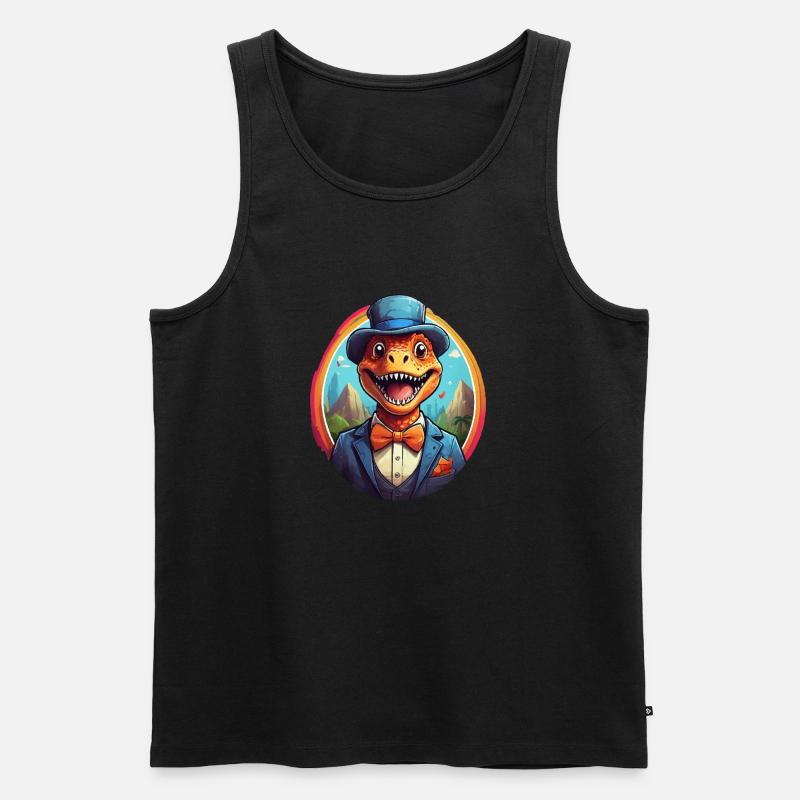 Lustiger Dino Comic - Männer Premium Bio Tank Top - Schwarz