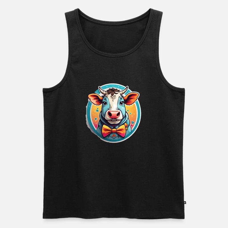 Lustige Kuh Comic - Männer Premium Bio Tank Top - Schwarz