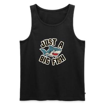 requin - humour - juste un gros poisson - Débardeur bio Premium Homme - noir - Devant - AI Model Male 178 light (178cm)