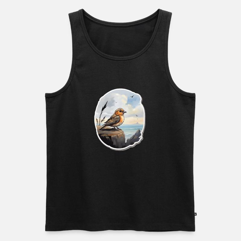 Landschaft Gemälde mit Vogel - Männer Premium Bio Tank Top - Schwarz