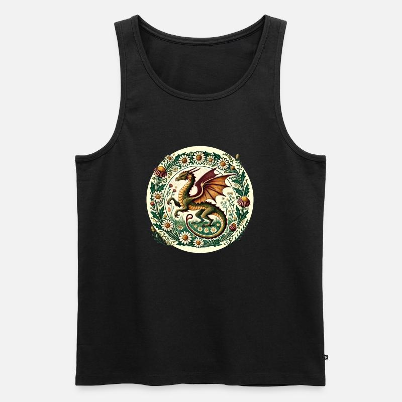 Gänseblümchen-Blumen-Drache - Männer Premium Bio Tank Top - Schwarz