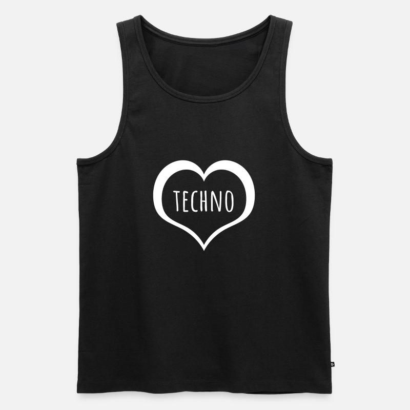 I love Techno - Männer Premium Bio Tank Top - Schwarz