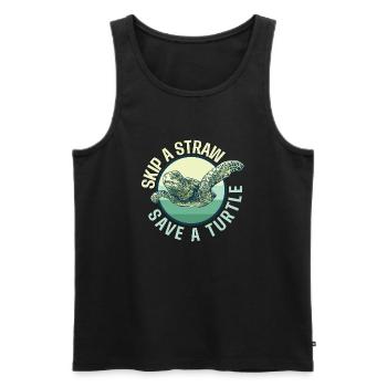 Überspringen Sie einen Strohhalm Retten Sie eine Schildkröte - Schildkröte Meerestier - Männer Premium Bio Tank Top - Schwarz - Vorne - AI Model Male 178 light (178cm)