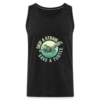 Überspringen Sie einen Strohhalm Retten Sie eine Schildkröte - Schildkröte Meerestier - Männer Premium Bio Tank Top - Anthrazit - Vorne - Alexander (188cm)