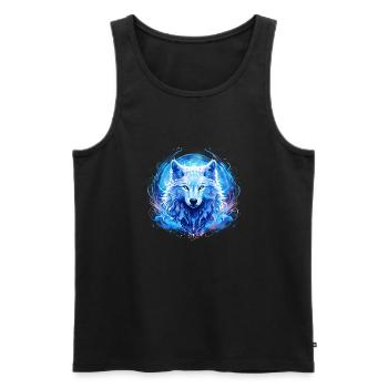 Himmlischer Wolf - Männer Premium Bio Tank Top - Schwarz - Vorne - Michal (187cm)