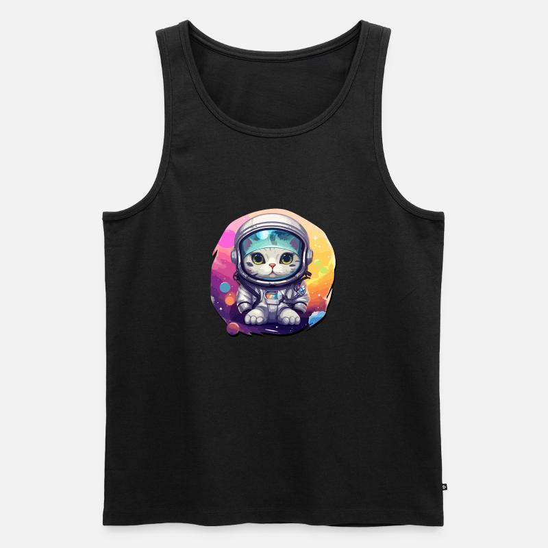 Space Cat - Kosmischer Stil - Männer Premium Bio Tank Top - Schwarz