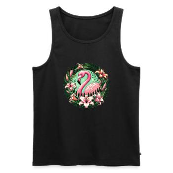 Rosa Flamingo - Männer Premium Bio Tank Top - Schwarz - Vorne - AI Model Male 178 light (178cm)