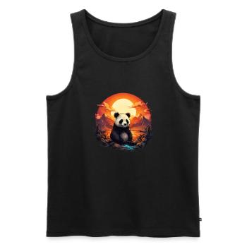 Vintage Panda Sonnenuntergang - Männer Premium Bio Tank Top - Schwarz - Vorne - AI Model Male 178 light (178cm)