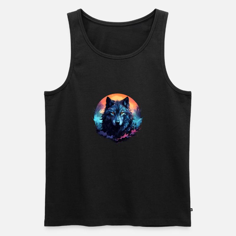 Dunkler Wolf - Männer Premium Bio Tank Top - Schwarz