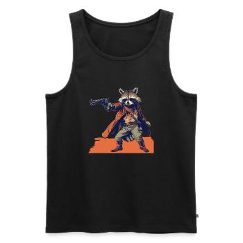 raccoon gunslinger - Men's Premium Organic Tank Top - black - Front - AI Model Male 178 light (178cm)