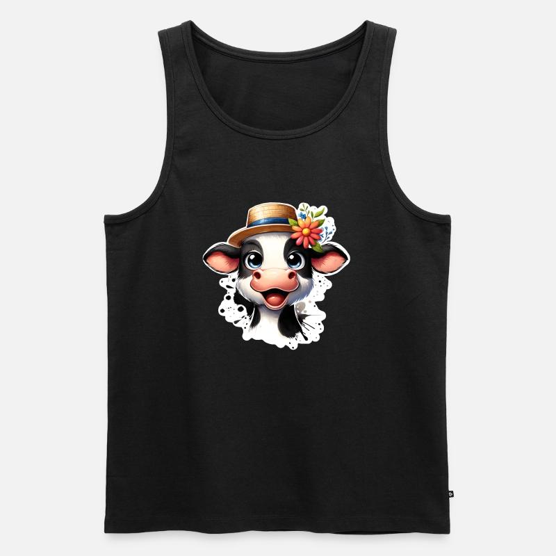 Kälbchen fröhlich - Männer Premium Bio Tank Top - Schwarz