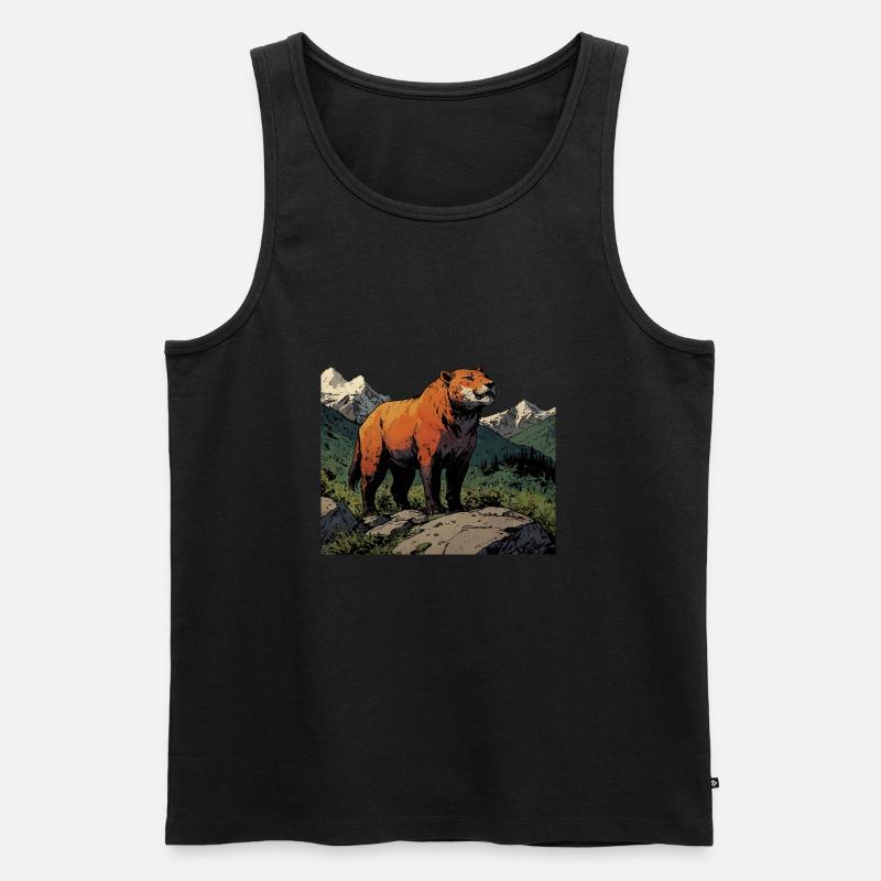 Tiger-Comic-Stil - Männer Premium Bio Tank Top - Schwarz