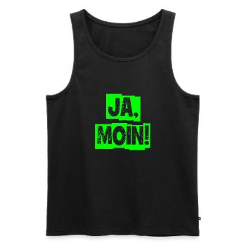 Ja Moin! - Guten Morgen - Nordsee - Ostsee - Anker - Männer Premium Bio Tank Top - Schwarz - Vorne - Michal (187cm)