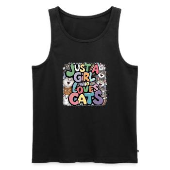 juste une fille qui aime les chats - Débardeur bio Premium Homme - noir - Devant - Michal (187cm)