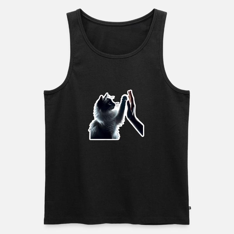 Siamkatze gibt "High Five" - Männer Premium Bio Tank Top - Schwarz