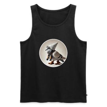 Pigeon with binoculars - Men's Premium Organic Tank Top - black - Front - AI Model Male 178 light (178cm)