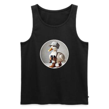 Duck with binoculars - Men's Premium Organic Tank Top - black - Front - Michal (187cm)