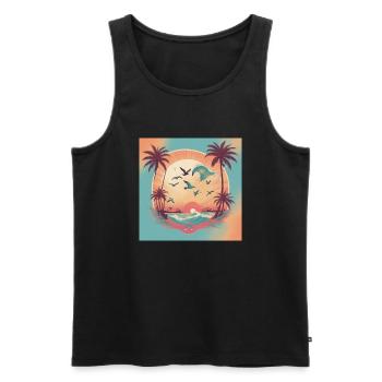 sunset b 0 7 - HAWAII - Männer Premium Bio Tank Top - Schwarz - Vorne - AI Model Male 178 light (178cm)