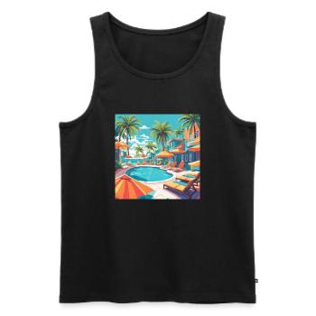 Pool Sommer Urlaub Palmen - Männer Premium Bio Tank Top - Schwarz - Vorne - Michal (187cm)