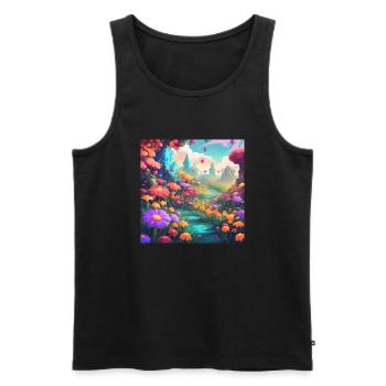 Flowers 1 - Männer Premium Bio Tank Top - Schwarz - Vorne - Michal (187cm)