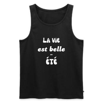La vie est belle en été - Débardeur bio Premium Homme - noir - Devant - AI Model Male 178 light (178cm)