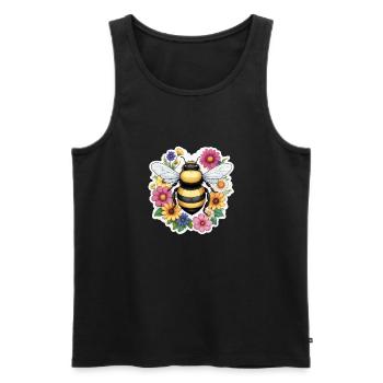 Biene mit Blümchen - Männer Premium Bio Tank Top - Schwarz - Vorne - Michal (187cm)
