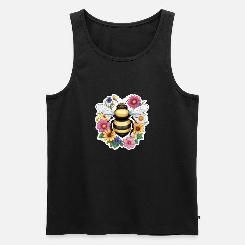 Biene mit Blümchen - Männer Premium Bio Tank Top - Schwarz