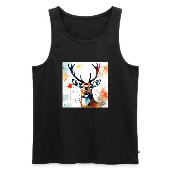 Hirsch gemälde - Männer Premium Bio Tank Top - Schwarz - Vorne - Michal (187cm)