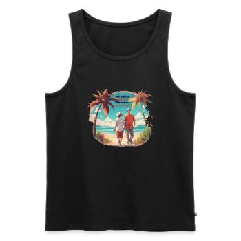 We are retired - Men's Premium Organic Tank Top - black - Front - AI Model Male 178 light (178cm)