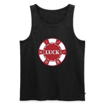"LUCK" Casino-Chip - Red Chip for Poker players - Men's Premium Organic Tank Top - black - Front - Michal (187cm)