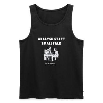 Analysis instead of small talk Data about drama - Men's Premium Organic Tank Top - black - Front - AI Model Male 178 light (178cm)