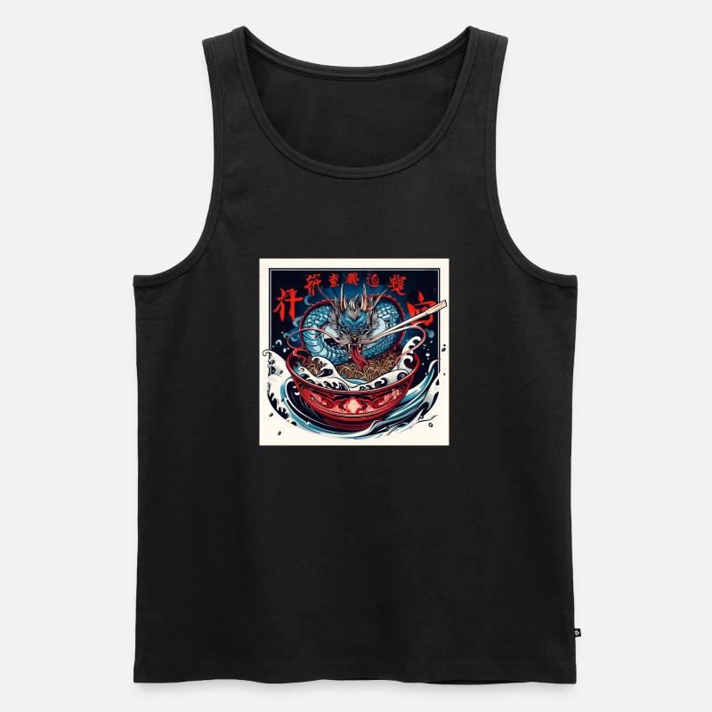 Drache mit Nudeln - Männer Premium Bio Tank Top - Schwarz