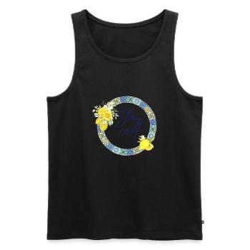 Stay Cool in Summer | Summer Mediterranean Floral - Men's Premium Organic Tank Top - black - Front - AI Model Male 178 light (178cm)