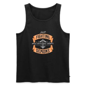 Fighting my inner Demons für dunkle Hintergründe - Männer Premium Bio Tank Top - Schwarz - Vorne - Michal (187cm)