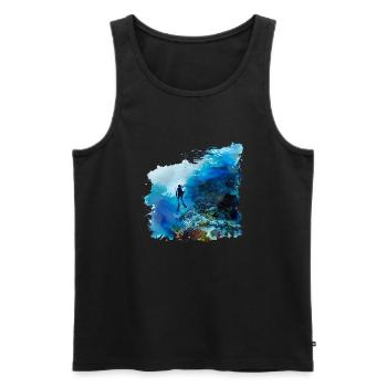 Vol à voile en apesanteur pendant la plongée - Débardeur bio Premium Homme - noir - Devant - AI Model Male 178 light (178cm)